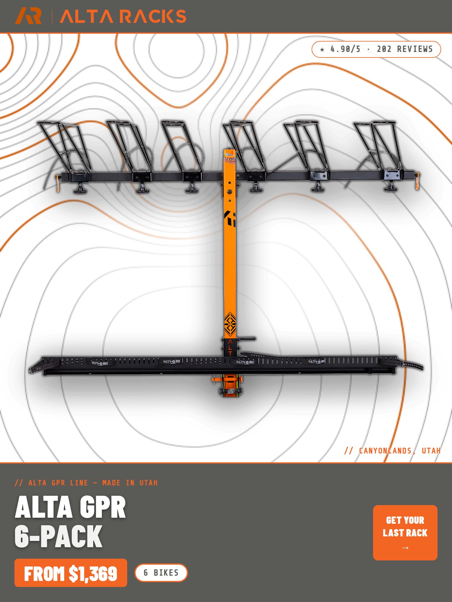 Alta GPR 6-Pack vertical hitch bike rack mobile banner